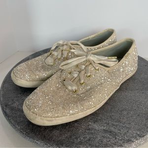 Kate Spade Gold Glitter Low Top Keds Tennis Shoes Size 8.5